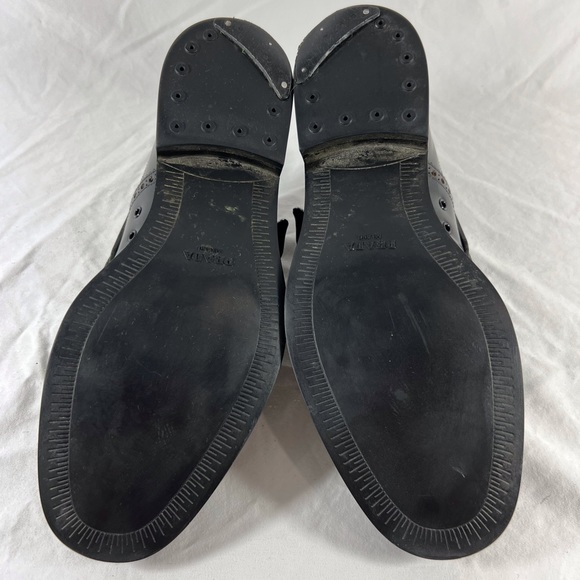 PRADA Black Leather Hook & Loop Men's Wingtin Brogues Oxfords Italy 7UK 8US - Picture 16 of 17